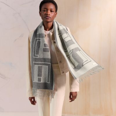 エルメス　カシミヤストール　Carreaux Ondes scarf Carreaux Ondes scarf - Brown | Hermès USA